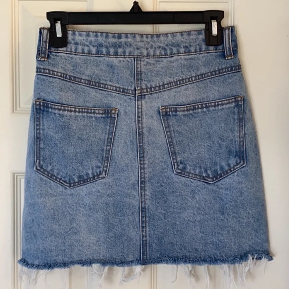 Denim Button Front Mini Skirt